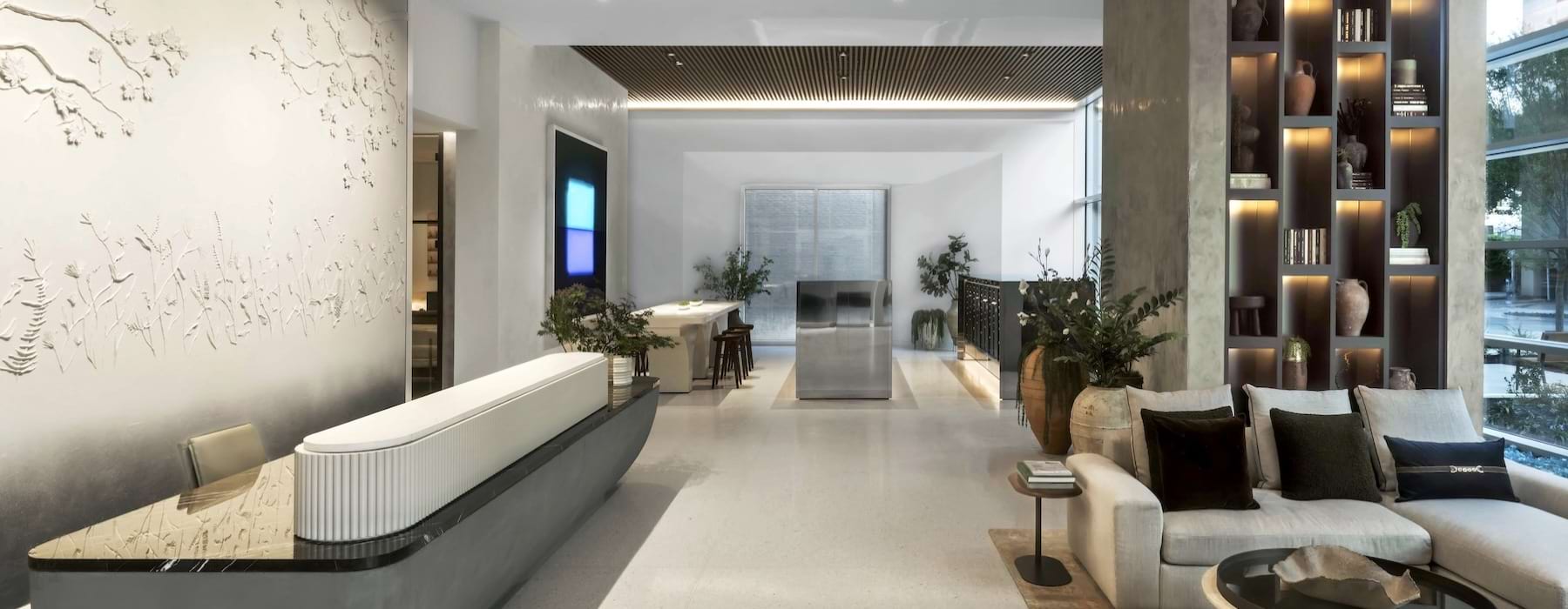 a spacious lobby and lounge